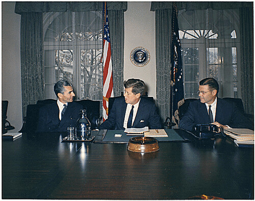 Public Domain: JFK with Shah of Iran by Robert Knudsen, 1962 (NARA)